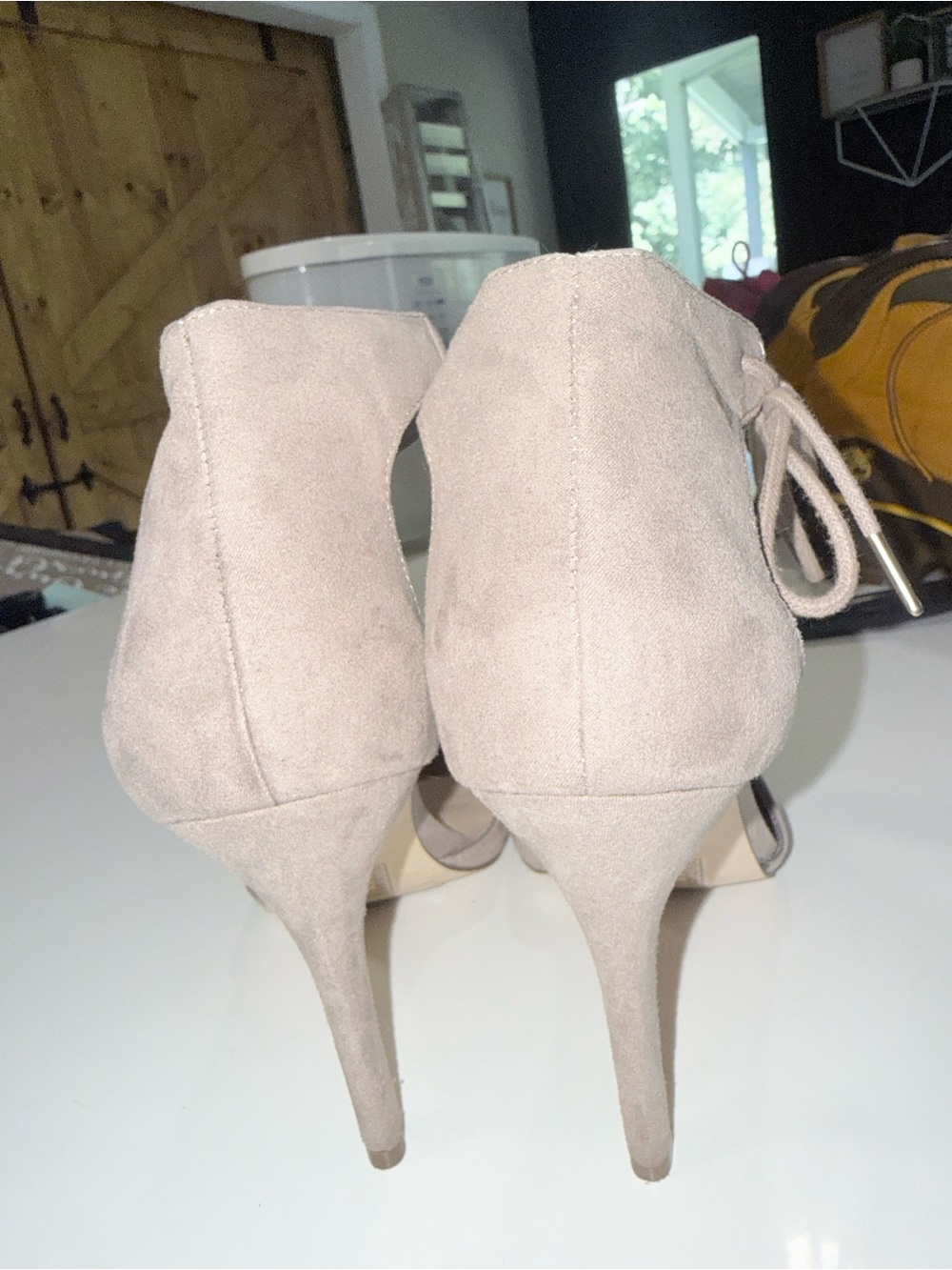 Forever 21 Taupe Pointed-Toe Ankle-Tie Pumps - Picture 3 of 4